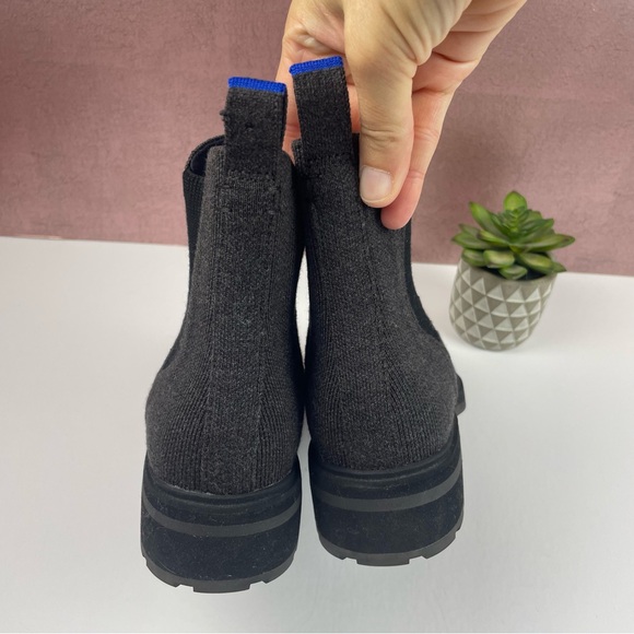 Rothy's Gray Black Lug Ankle Boots Wool Graphite Women Size 9 Shoes Booties - Picture 6 of 10